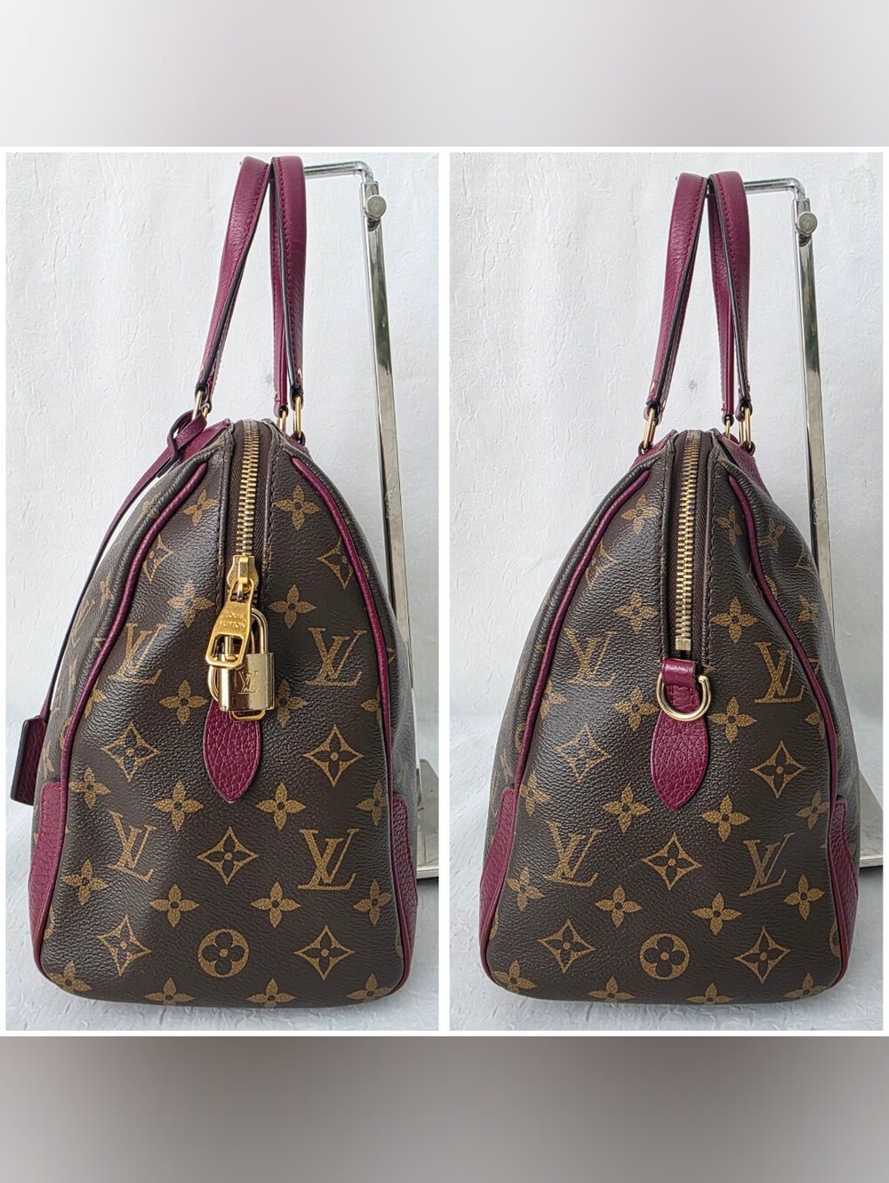 Auth Louis Vuitton Monogram Retiro NM Burgundy Tote Bag - Picture 9 of 11
